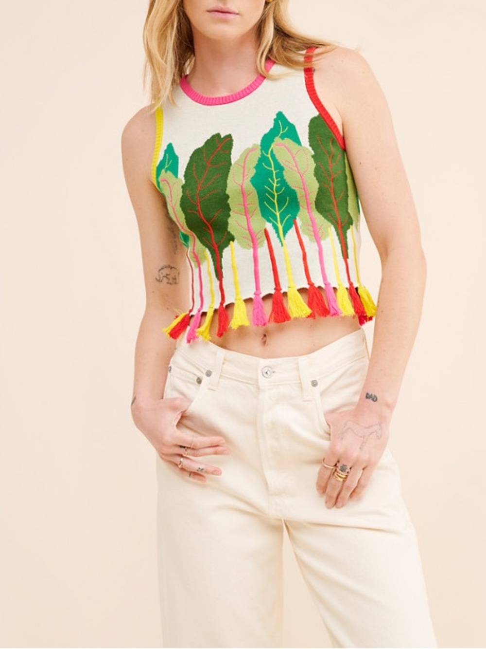 Rachel Antonoff Rainbow Chard Shell Sweater Tank S